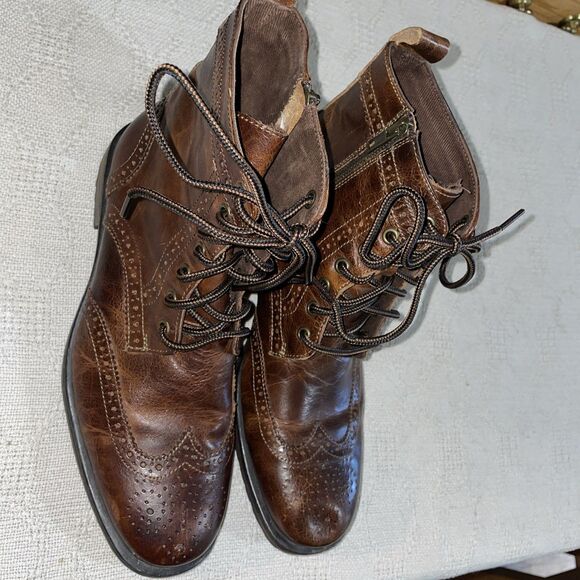 Aston Grey Men’s Ankle Boots Size 9 M Brown Leather Going Out Party City - Picture 4 of 12